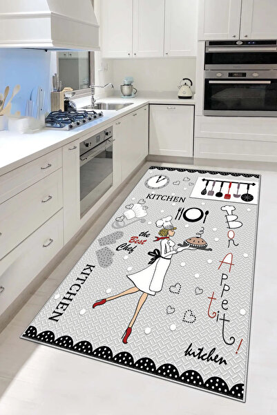 df home Kesme mutfak halısı Desenli Dijital Baskı Yıkanabilir Kaymaz Taban  İ...