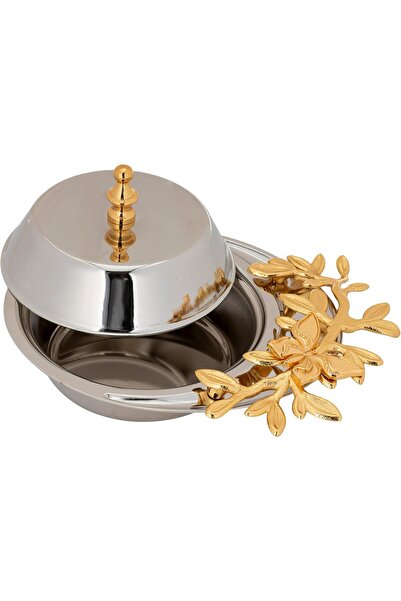 Generic Date bowl with lid keeps food fresh and clean from Al Saif, nickel/gold