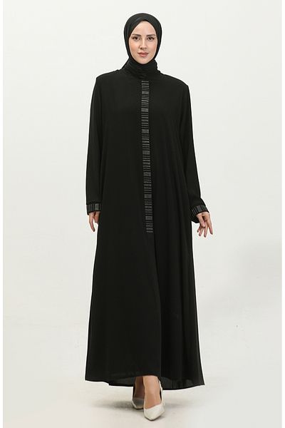 sefamerve Hande Plus Size Ferace 3012-01 Μαύρο