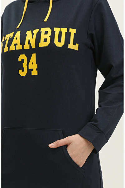 sefamerve Kapüşonlu Sweatshirt 23107-01 Lacivert Gold