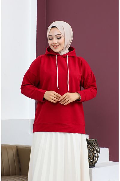 sefamerve Φούτερ Claret Red Hooded - Μοντέλο 23002-06