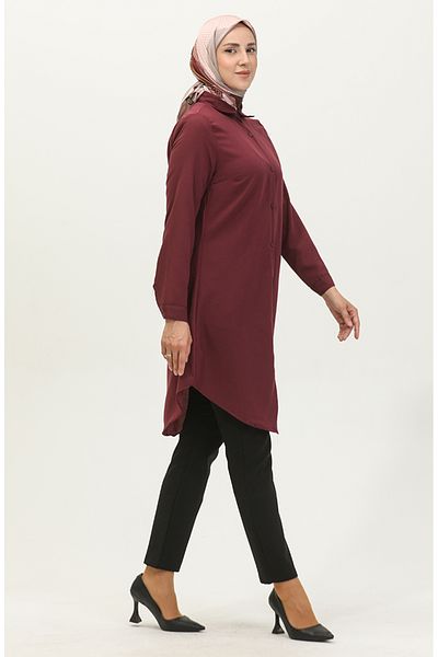 sefamerve Tunica Prune 6122-02 Cu Nasturi