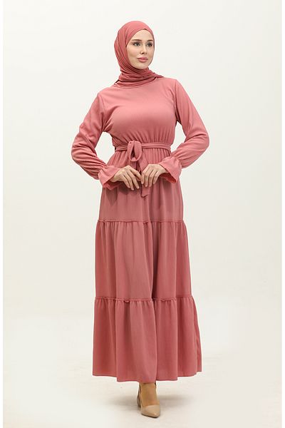 sefamerve Φόρεμα Dusty Rose Flounced Sash - 0304-03