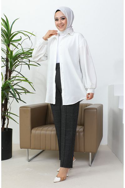 sefamerve Pantaloni cu nervuri jacquard 1037b 1037b-01 Negru