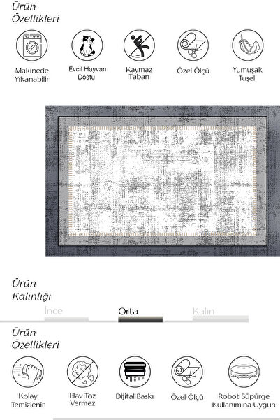 Evimle Makinede yıkanabilir kaymaz taban leke tutmaz mutfak halısı salon halısı /8114 Dikdörtgen