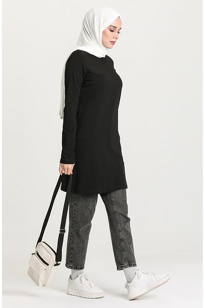 sefamerve Straight Sports Tunic 6016-01 Μαύρο