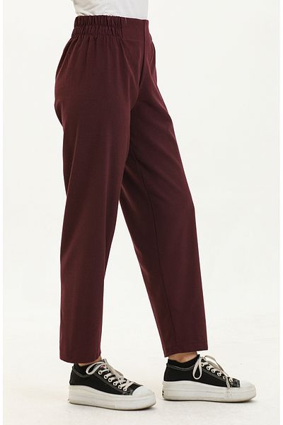 sefamerve 2034-31 Pantaloni cu talie elastică model prune