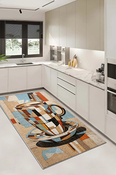 df home Kesme mutfak halısı Desenli Dijital Baskı Yıkanabilir Kaymaz Taban  İ...