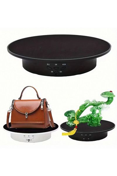 Choice 138mm Black 360 Degree Electric Rotating Turntable, Rechargeable Low Noise Adjustable Smooth Rotatio