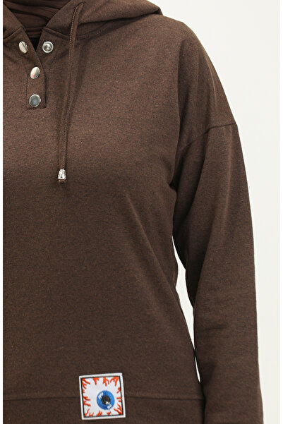 sefamerve Kapüşonlu Eşofman Takım 3036-11 Kahverengi