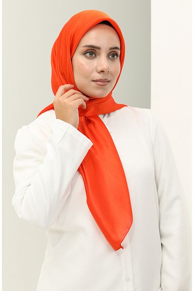 sefamerve 2025-10 Πορτοκαλί βραδινό φόρεμα Jan Jan Scarf