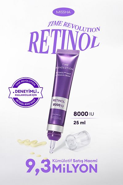 Missha Anti-Wrinkle, High Retinol Content Cream Time Revolution Retinol 8000 Shot Intensive Cream