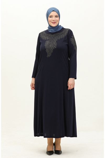 sefamerve Φόρεμα με στάμπα Navy Blue Stone - 4946-06