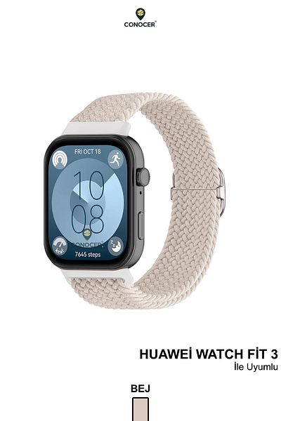 CONOCER لساعة Huawei Watch Fit 3 - Fit 4 تصميم جديد حزام منسوج من الألياف الدقيقة المقاومة للعرق