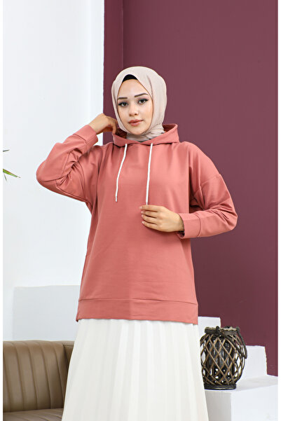 sefamerve Kapüşonlu Sweatshirt 23002-08 Gül Kurusu