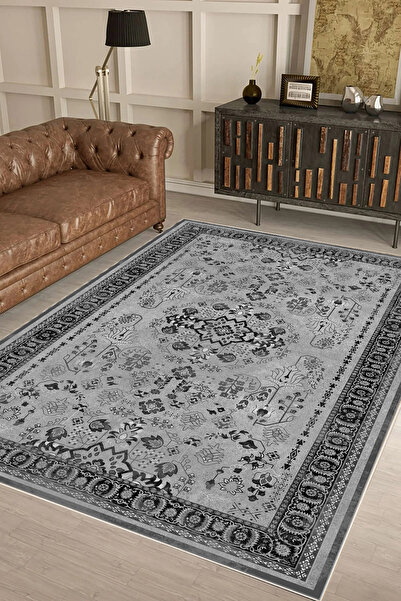 df home Salon Halısı Geometrik İskandinav Eskitmeli Dijital Baskı Yıkanabilir...