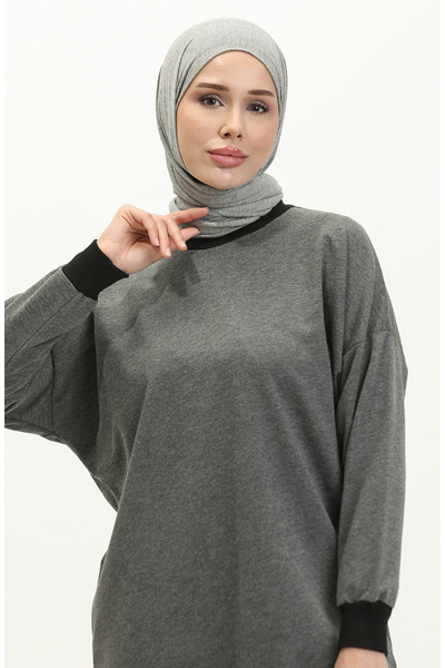 sefamerve Bisiklet Yaka Sweatshirt 23012-01 Antrasit