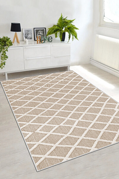 df home Salon Halısı Geometrik İskandinav Toz Tutmaz Dijital Baskı Yıkanabili...