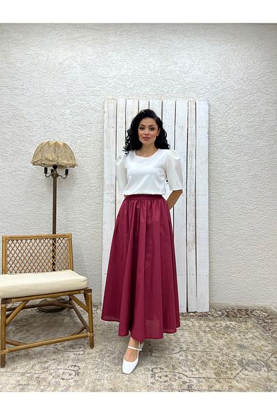 KÜÇÜĞÜM BUTİK Φούστα μπορντό Poplin Flared