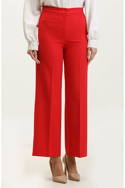 sefamerve Pantaloni roșii cu picioare largi - 1149-09