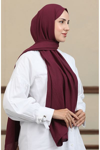sefamerve Μαλακό βαμβακερό σάλι Dark Plum - 2000-50
