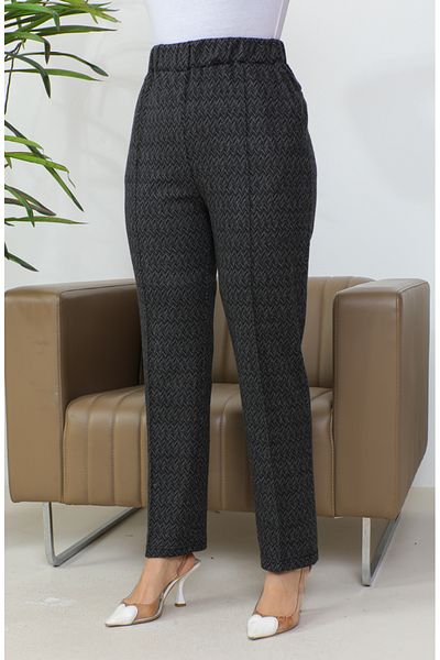 sefamerve Pantaloni cu nervuri jacquard 1037h 1037h-01 Negru