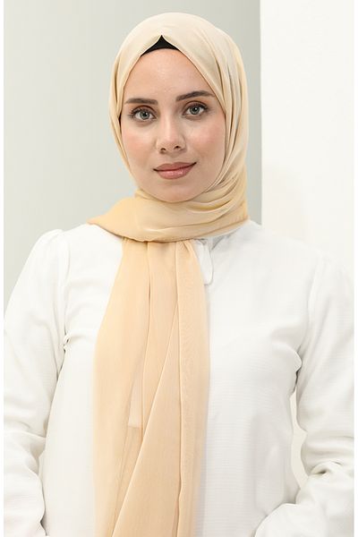 sefamerve Σάλι σιφόν Aymina Janjan - 7586-11 Σκούρο Μπεζ