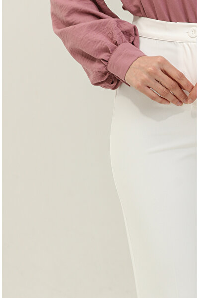 sefamerve Ecru Straight Leg Trousers 1148-11