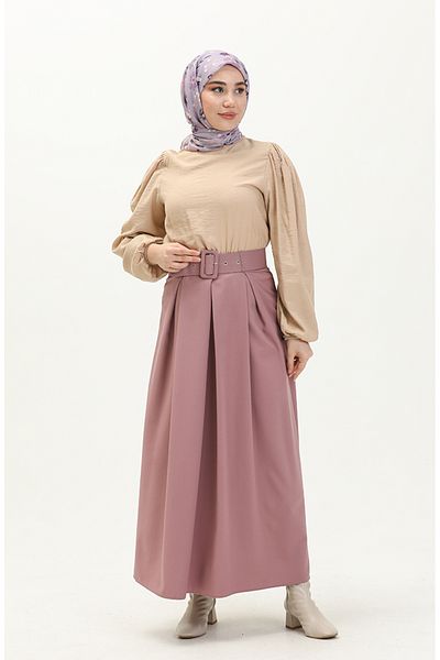sefamerve Fusta cu centură Dusty Rose - 2246-03