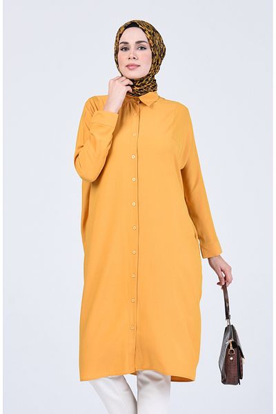 sefamerve Raglan Sleeve Tunic 6433-10 Mustard