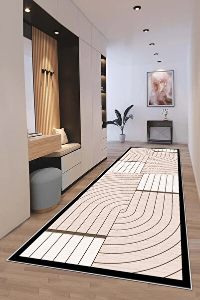 Hülya Home Runner Geometric Scandinavian Antique Digital Printing Washable Non-Slip Base 8172Yollukhulya