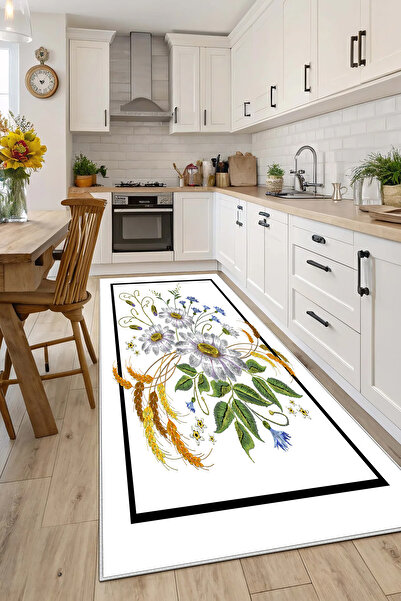 Evimle Makinede yıkanabilir kaymaz taban leke tutmaz mutfak halısı salon halı...