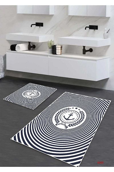 df home 6000 Model Digital Printed Non-Slip Washable Bath Mat - (60X100)+(50X60)