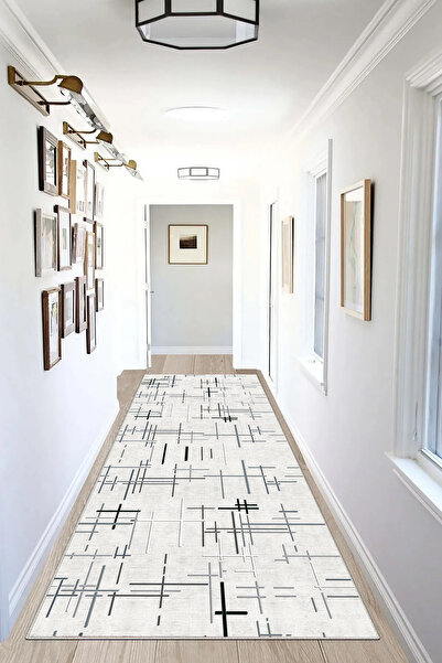 Hülya Home Runner Geometric Scandinavian Antique Digital Printing Washable Non-Slip Base 8162Runnerhulya