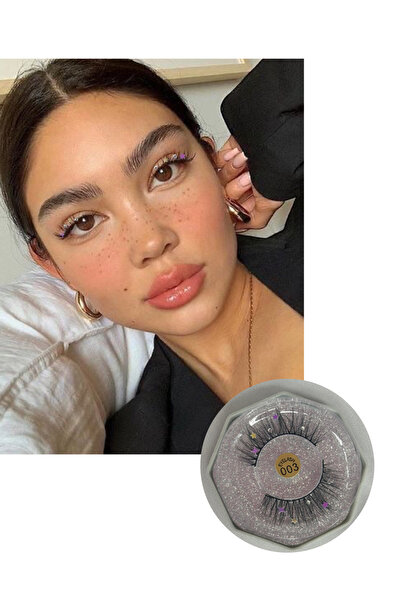 TAKIŞTIR Siyah Renk Taş Detaylı Takma Kirpik 003