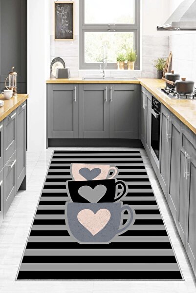 df home Kesme mutfak halısı Desenli Dijital Baskı Yıkanabilir Kaymaz Taban İn...