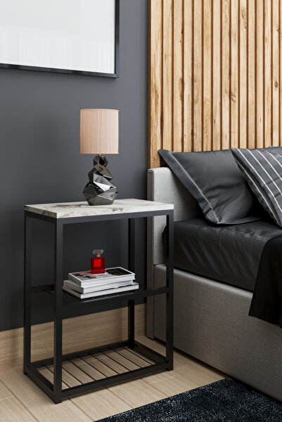 interGO Metal Ayaklı Dekoratif Tel Raflı Komodin