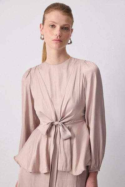 Touché Privé Front Tie Satin Skirt Set