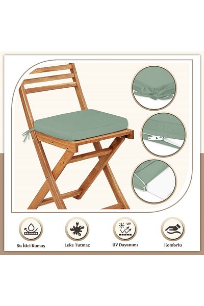 Evim Canvas 4-Piece Water Green Liquid Proof Stain Resistant Zippered Lace Chair Cushion 40 X 40 cm