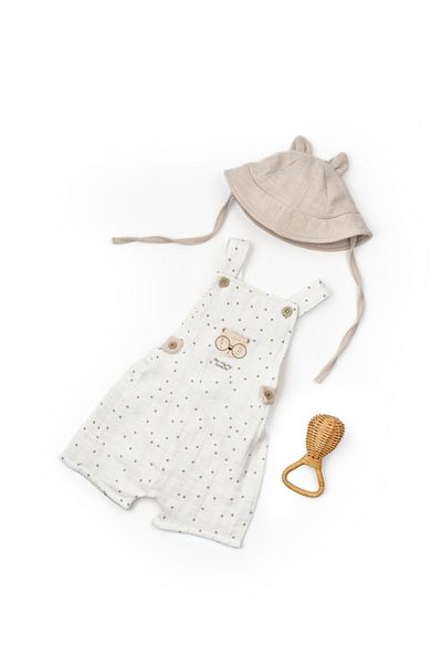 BabyCosy Organic Wear Baby 2-Piece Hat Salopet Set, Muslin, 100% Cotton, Baby and Newborn Series