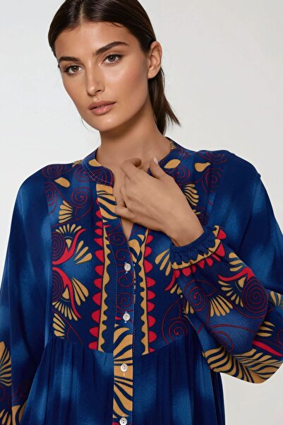 Hiccup Віскозна максі-сукня з принтом з довгим рукавом