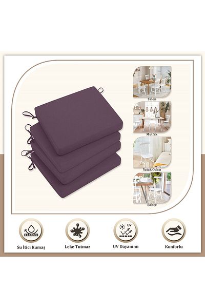 Evim Canvas 6-Piece Purple Liquid-Proof Stain-Proof Zippered Lace-Up Chair Cushion 40 X 40 cm