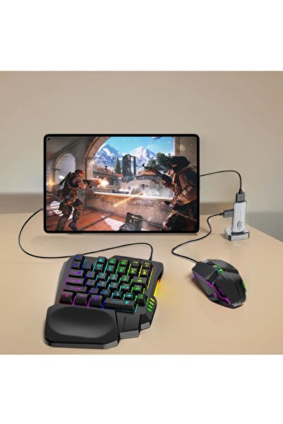PREPARE PUBG Mobil Oyun Kit 5in1 BT5.3 Klavye Mouse Set Klavye, Dönüştürücü, Mouse, Mousepad, Telefon Tutucu
