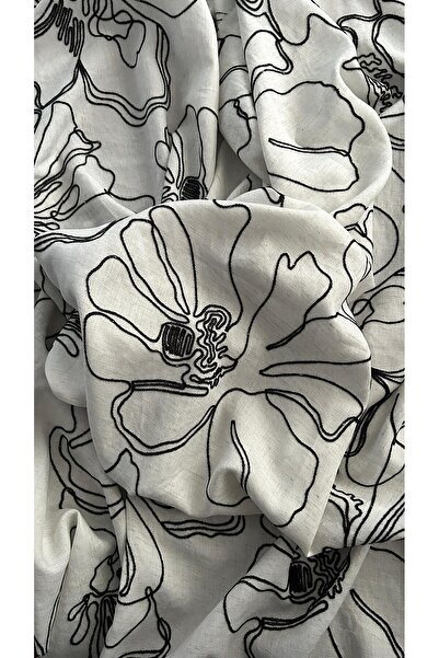 Doray Kumaş Keten Görünümlü Çiçek Desenli Elbiselik Kumaş / DRY 2024