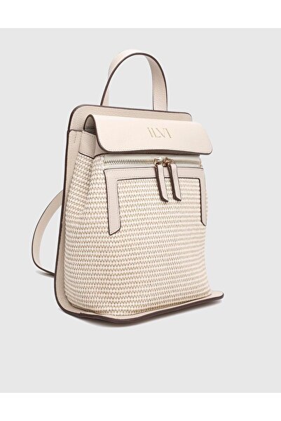 İLVİ Mathis Hasır Deri Bej Kadın Sırt Çantası
