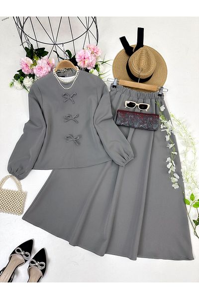 YEDİLALE Skirt Suit with Bow