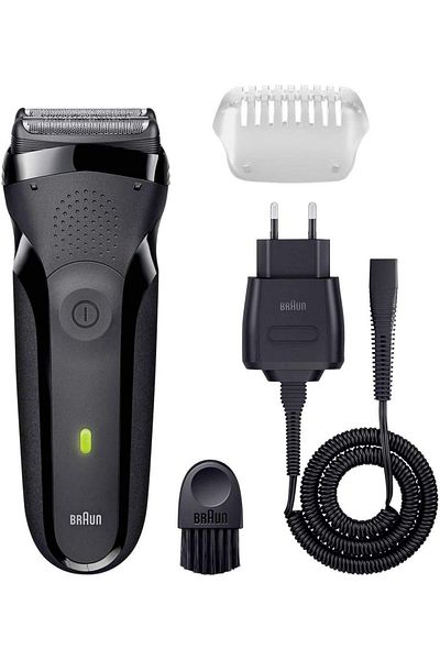 Braun Series 3 300s Rechargeable Electric Shaver For Men, Black