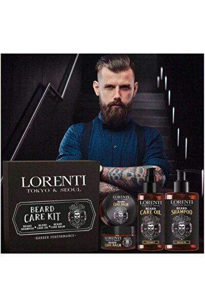 LORENTİ مجموعة العناية باللحية من لورينتي، 3 قطع (شامبو - للحية ناعمة وصحية و...