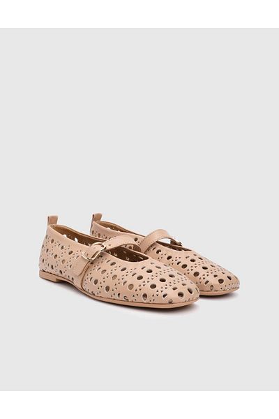 İLVİ Eileen Genuine Leather Beige Women's Ballerinas