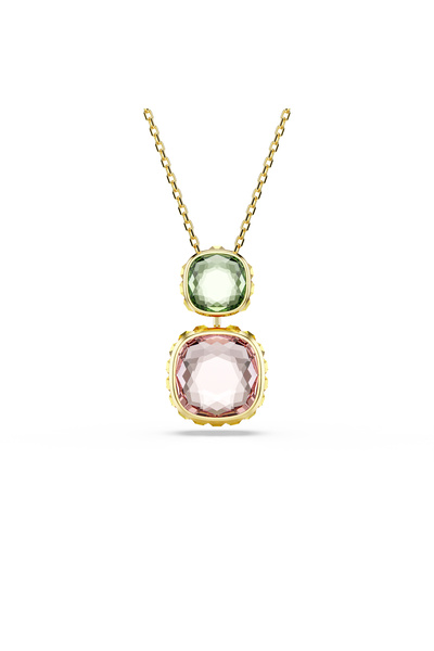 Swarovski Chroma Kolye, Yastık kesim, Çok renkli, Altın rengi kaplama